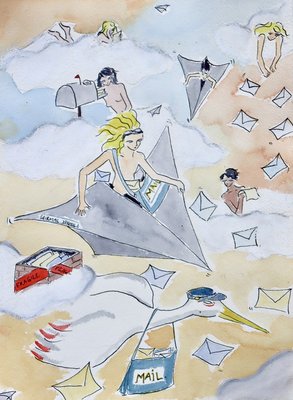 Gabrielle Rul, Mail Express, 2021, Watercolor-ZHZ-1754029