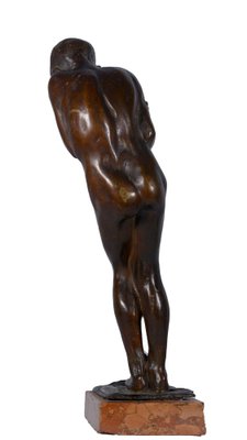 Gaetano Chiaromonte, Child at the Fire, Late 19th Century-Early 20th Century, Patinated Bronze-VHF-1801288