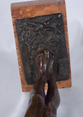 Gaetano Chiaromonte, Child at the Fire, Late 19th Century-Early 20th Century, Patinated Bronze-VHF-1801288