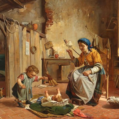 Gaetano Chierici, Untitled, 1866, Oil on Canvas, Framed-VMM-2031630