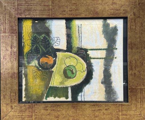 Gaetano d'Amico, Cubist Still Life, Oil and Pastel on Paper-NRK-2021495