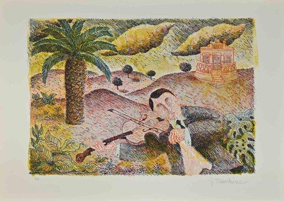 Gaetano Tranchino, Player and Palm, Lithograph, 1975-ZCI-2027309