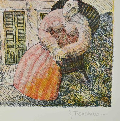 Gaetano Tranchino, Woman and House, Lithograph, 1975-ZCI-2027308