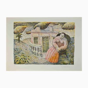 Gaetano Tranchino, Woman and House, Lithograph, 1975-ZCI-2027308