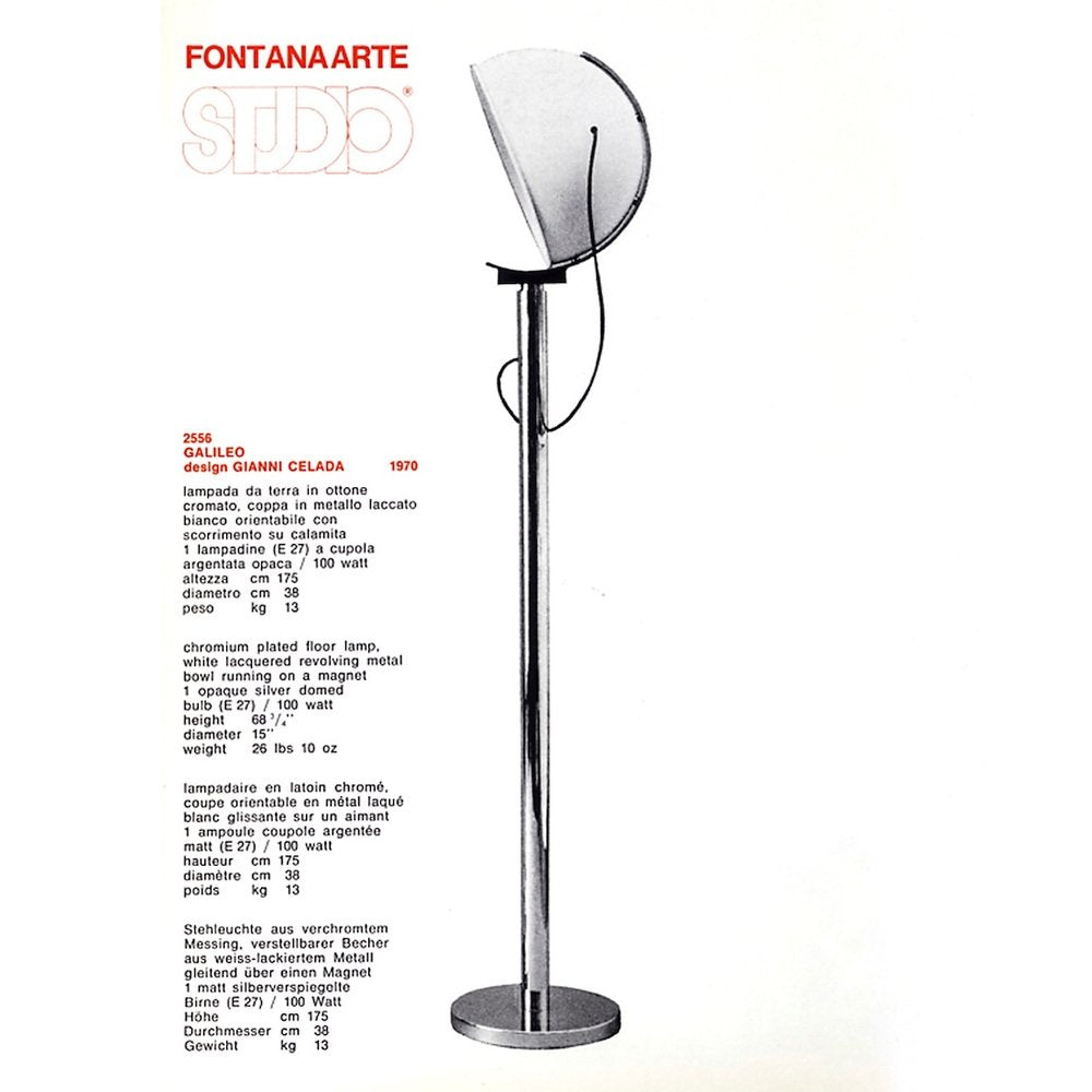 Galileo Floor Lamp by Gianni Celada for Fontana Arte, 1970s