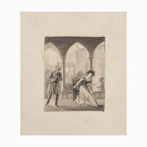 Gallant Scene, 19th Century, Pencil Drawing-ZCI-797602