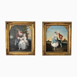 Gallant Scenes, 19th Century, Oil on Canvases, Framed, Set of 2-EUT-1705071