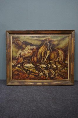 Galloping Horses, Oil Painting, Framed-HPP-1396277