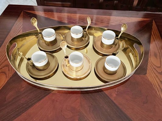 Game Coffee Cups with Bill Tray and Porcelain and Teaspo, Set of 7-ODB-1811031