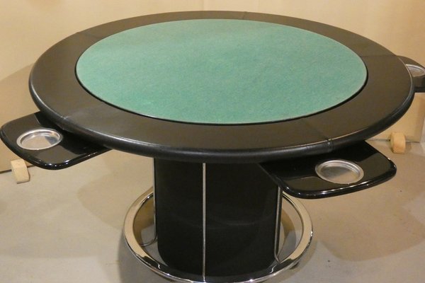 Game Table in Leather and Steel, Italy, 1970s-ERB-1756393