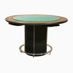 Game Table in Leather and Steel, Italy, 1970s-ERB-1756393