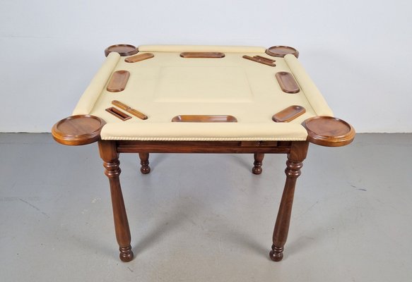 Game Table in Walnut and Leather from Valenti Spain, 1990s-AXJ-1813790