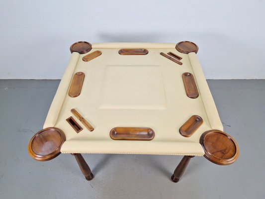 Game Table in Walnut and Leather from Valenti Spain, 1990s-AXJ-1813790