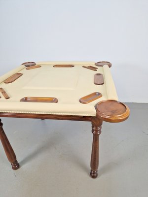 Game Table in Walnut and Leather from Valenti Spain, 1990s-AXJ-1813790