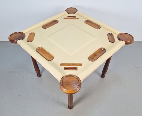 Game Table in Walnut and Leather from Valenti Spain, 1990s-AXJ-1813790