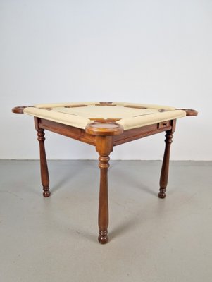 Game Table in Walnut and Leather from Valenti Spain, 1990s-AXJ-1813790