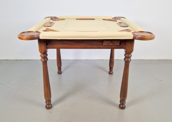 Game Table in Walnut and Leather from Valenti Spain, 1990s-AXJ-1813790