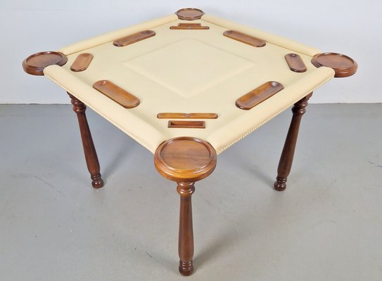 Game Table in Walnut and Leather from Valenti Spain, 1990s-AXJ-1813790