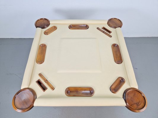 Game Table in Walnut and Leather from Valenti Spain, 1990s-AXJ-1813790