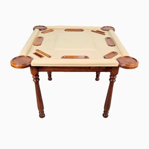 Game Table in Walnut and Leather from Valenti Spain, 1990s-AXJ-1813790