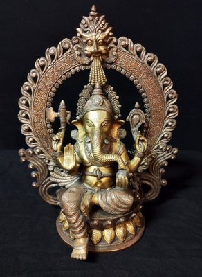 Ganesha Sculpture in Gilded Bronze, 1920s-IBO-1450762