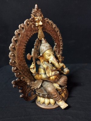 Ganesha Sculpture in Gilded Bronze, 1920s-IBO-1450762