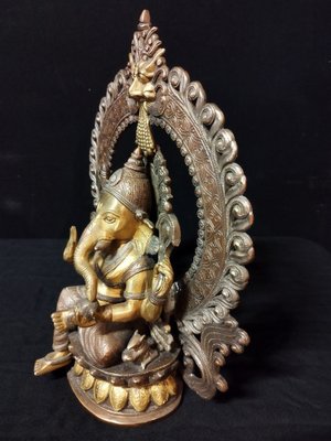 Ganesha Sculpture in Gilded Bronze, 1920s-IBO-1450762