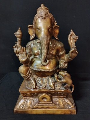 Ganesha Sculpture in Gilded Bronze, 1920s-IBO-1450792