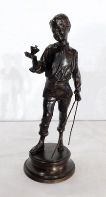 Garçon à la toupie, Late 19th Century, Bronze Sculpture-RVK-1137305