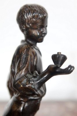 Garçon à la toupie, Late 19th Century, Bronze Sculpture-RVK-1137305