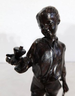 Garçon à la toupie, Late 19th Century, Bronze Sculpture-RVK-1137305