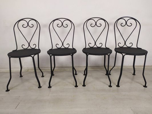 Garden Chairs in Black Iron, 1890s, Set of 4-EAD-1816214