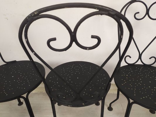 Garden Chairs in Black Iron, 1890s, Set of 4-EAD-1816214