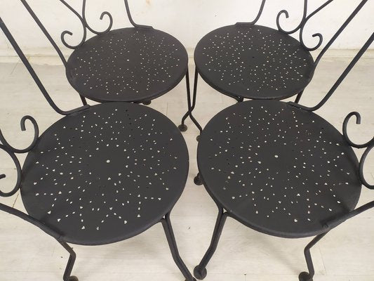 Garden Chairs in Black Iron, 1890s, Set of 4-EAD-1816214