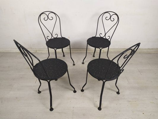 Garden Chairs in Black Iron, 1890s, Set of 4-EAD-1816214