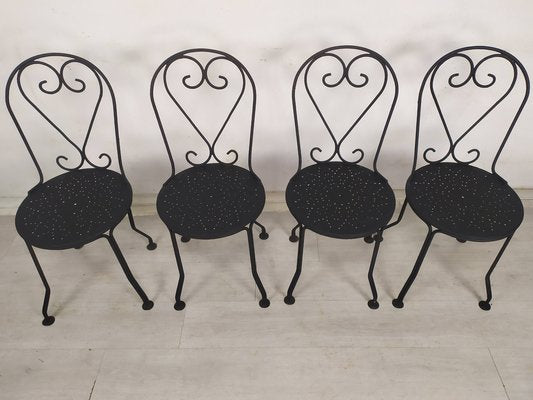 Garden Chairs in Black Iron, 1890s, Set of 4-EAD-1816214