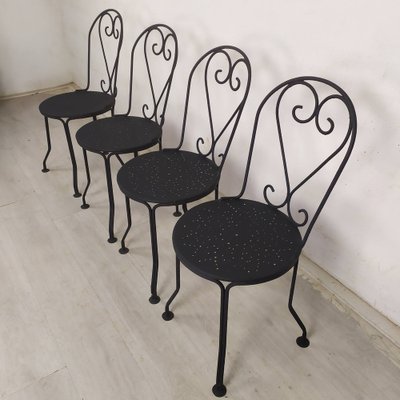 Garden Chairs in Black Iron, 1890s, Set of 4-EAD-1816214