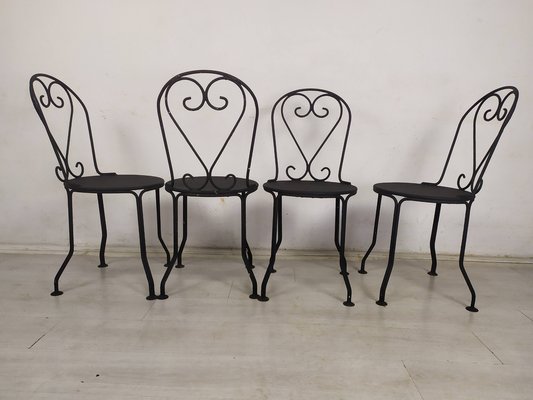 Garden Chairs in Black Iron, 1890s, Set of 4-EAD-1816214