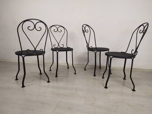 Garden Chairs in Black Iron, 1890s, Set of 4-EAD-1816214