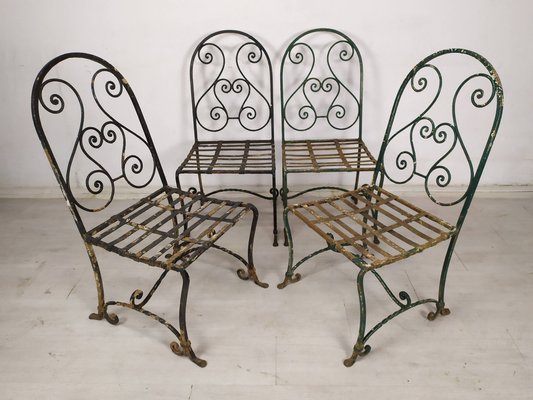 Garden Chairs in Wrought Iron, 1930s, Set of 4-EAD-1719293