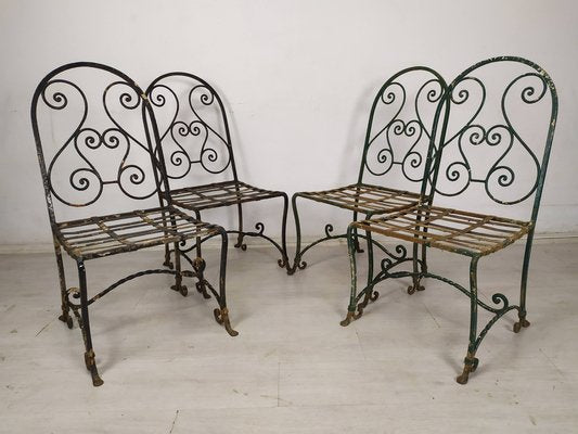 Garden Chairs in Wrought Iron, 1930s, Set of 4-EAD-1719293