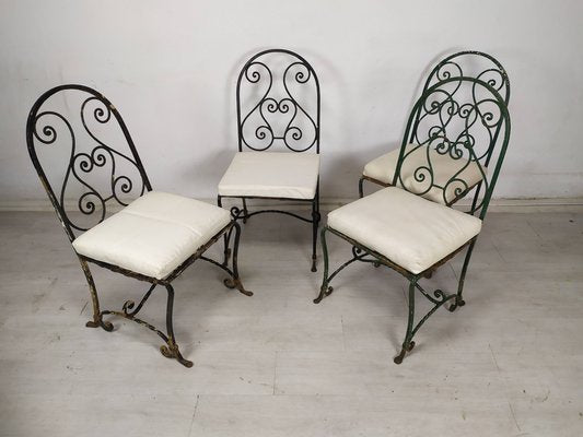 Garden Chairs in Wrought Iron, 1930s, Set of 4-EAD-1719293