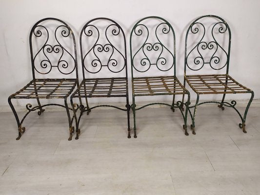 Garden Chairs in Wrought Iron, 1930s, Set of 4-EAD-1719293