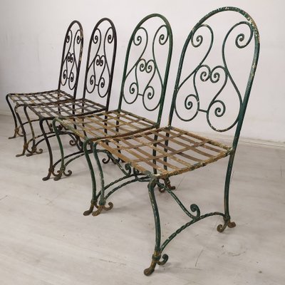 Garden Chairs in Wrought Iron, 1930s, Set of 4-EAD-1719293