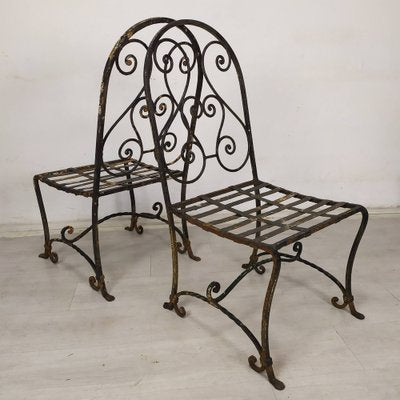 Garden Chairs in Wrought Iron, 1930s, Set of 4-EAD-1719293