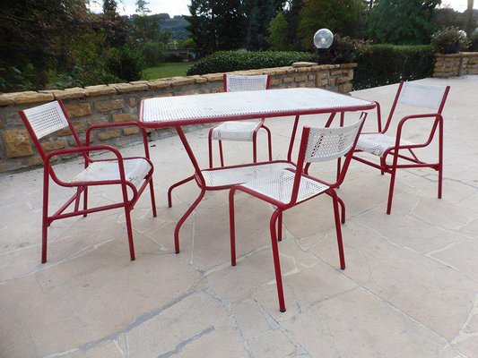 Garden Chairs & Table by Matégot, Set of 5-WSV-605210