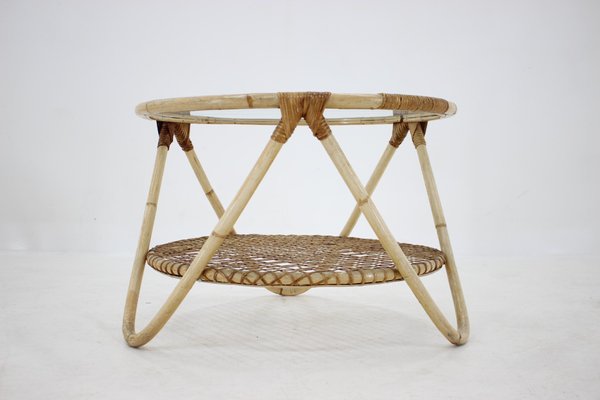 Garden Rattan Table and Armchairs by Alan Fuchs, 1970s, Set of 4-TZ-1117889