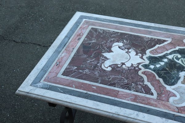 Garden Table in Iron with Marble Top, 1980s-DCO-1801327