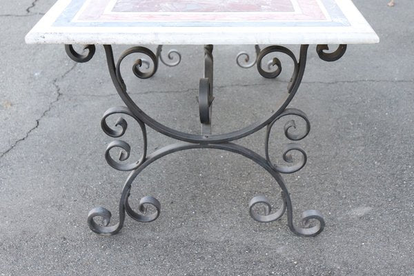 Garden Table in Iron with Marble Top, 1980s-DCO-1801327