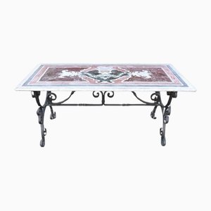 Garden Table in Iron with Marble Top, 1980s-DCO-1801327